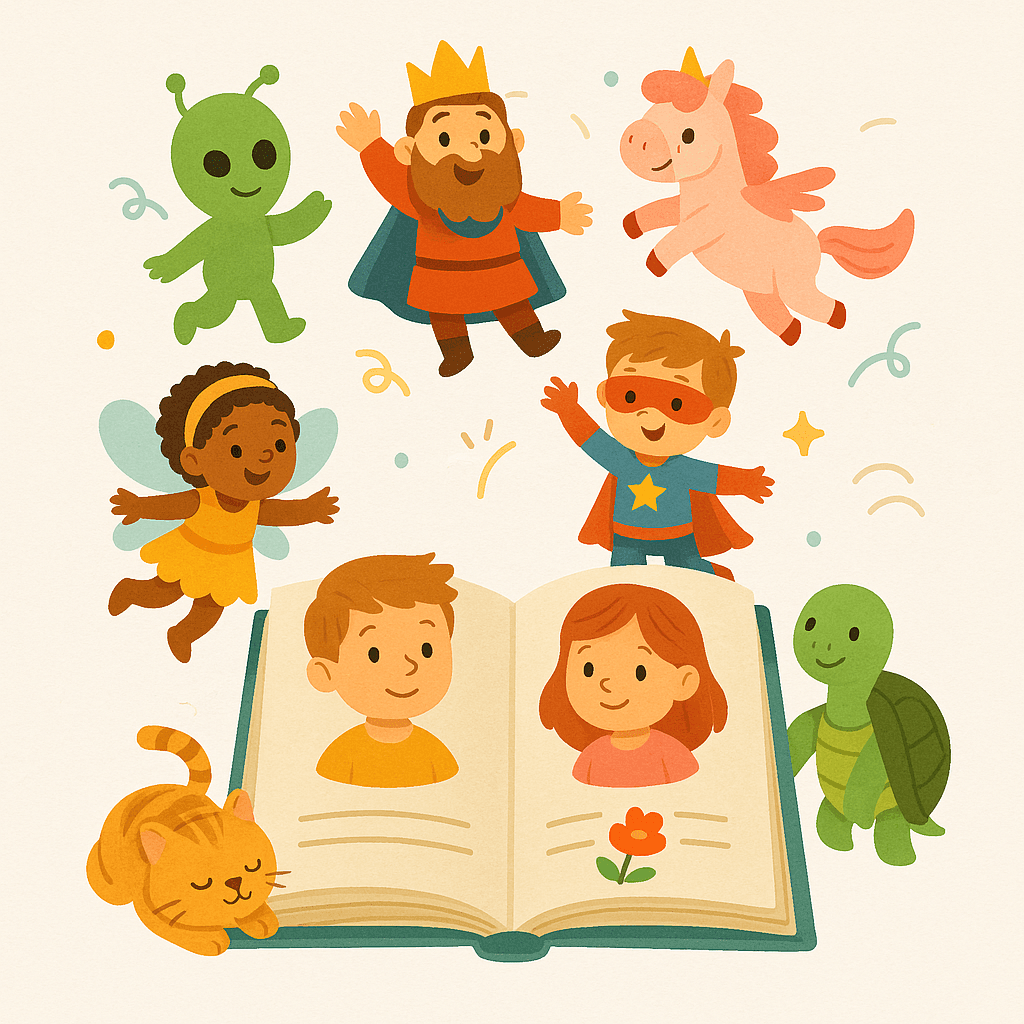 Libro mágico con personajes
